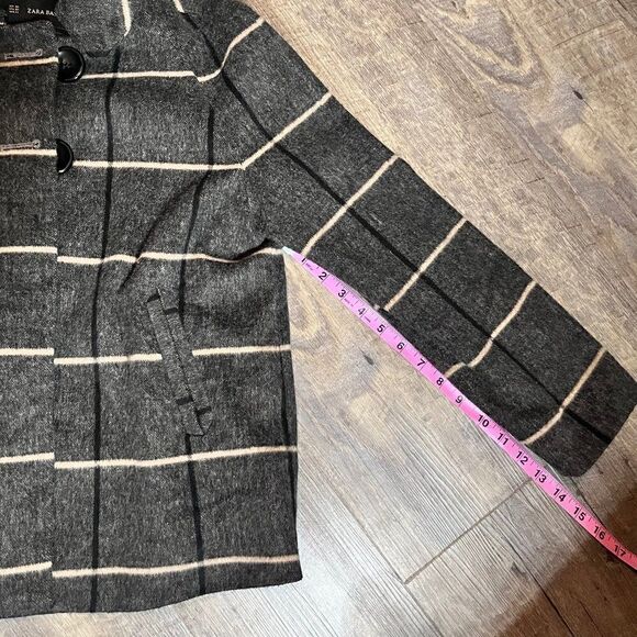 Zara Basic Wool Blend Plaid Pea Coat Size XS - Picture 9 of 11